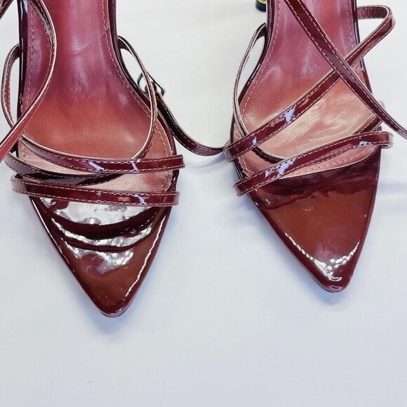 Azalea Wang Brown Jeweled Heels Size 7.5 Brown Leather 5" Heel Formal Event - Picture 10 of 15